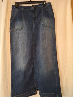 Classic Blue Denim Maxi Skirt - Women Jeans